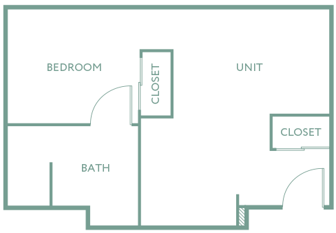Diagram of a studio floorplan